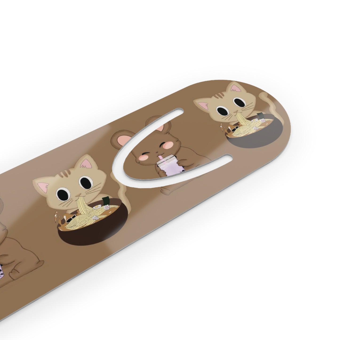 Ramen & Boba Bookmark — Brown Reading Metal Bookmark