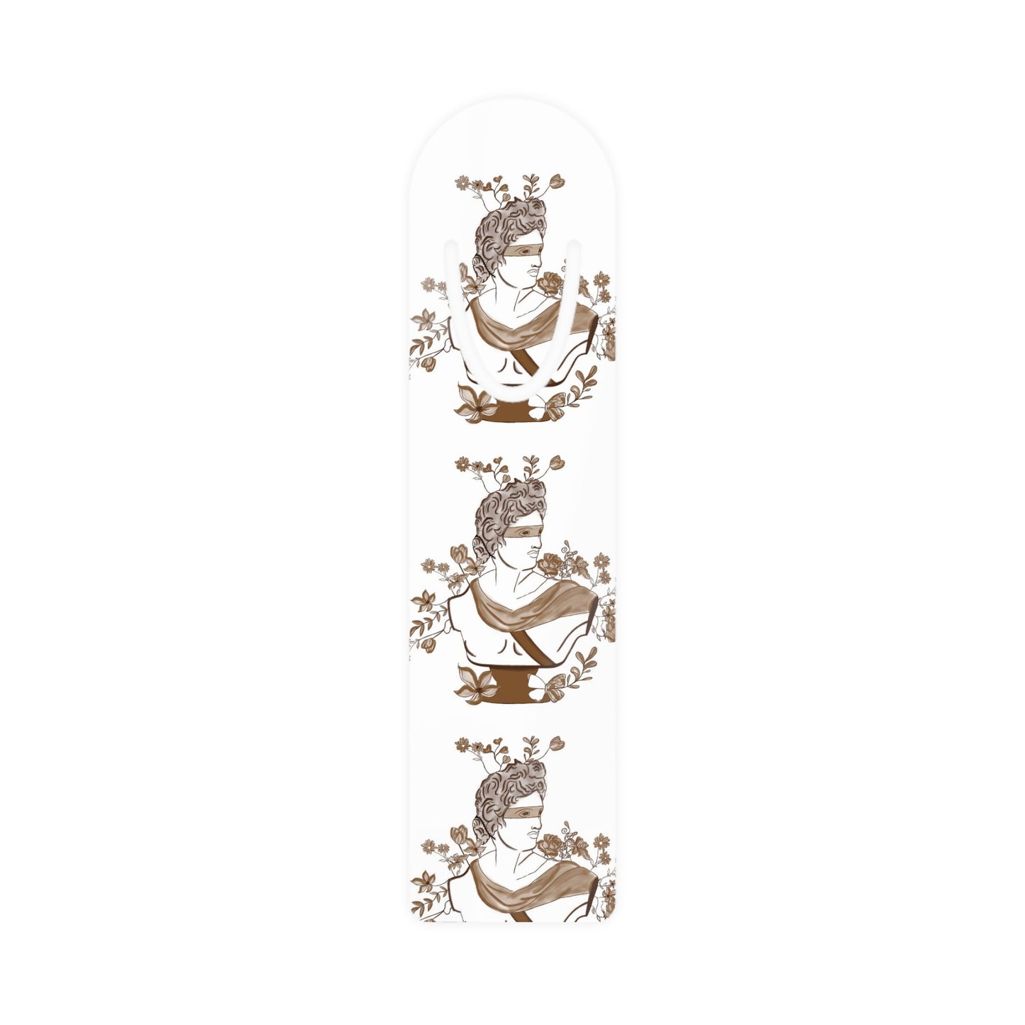 Floral Vintage Woman Bookmark — Elegant Bronze Illustration Metal Bookmark