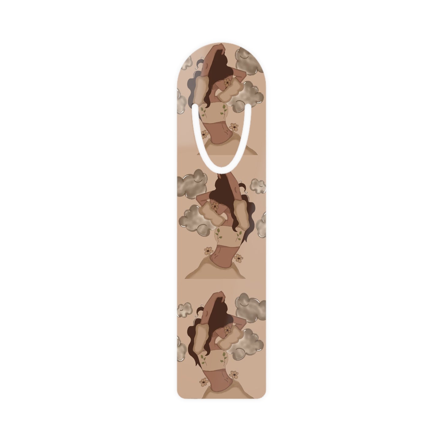 Abstract Earth-Tone Art Bookmark — Neutral Figurative Pattern