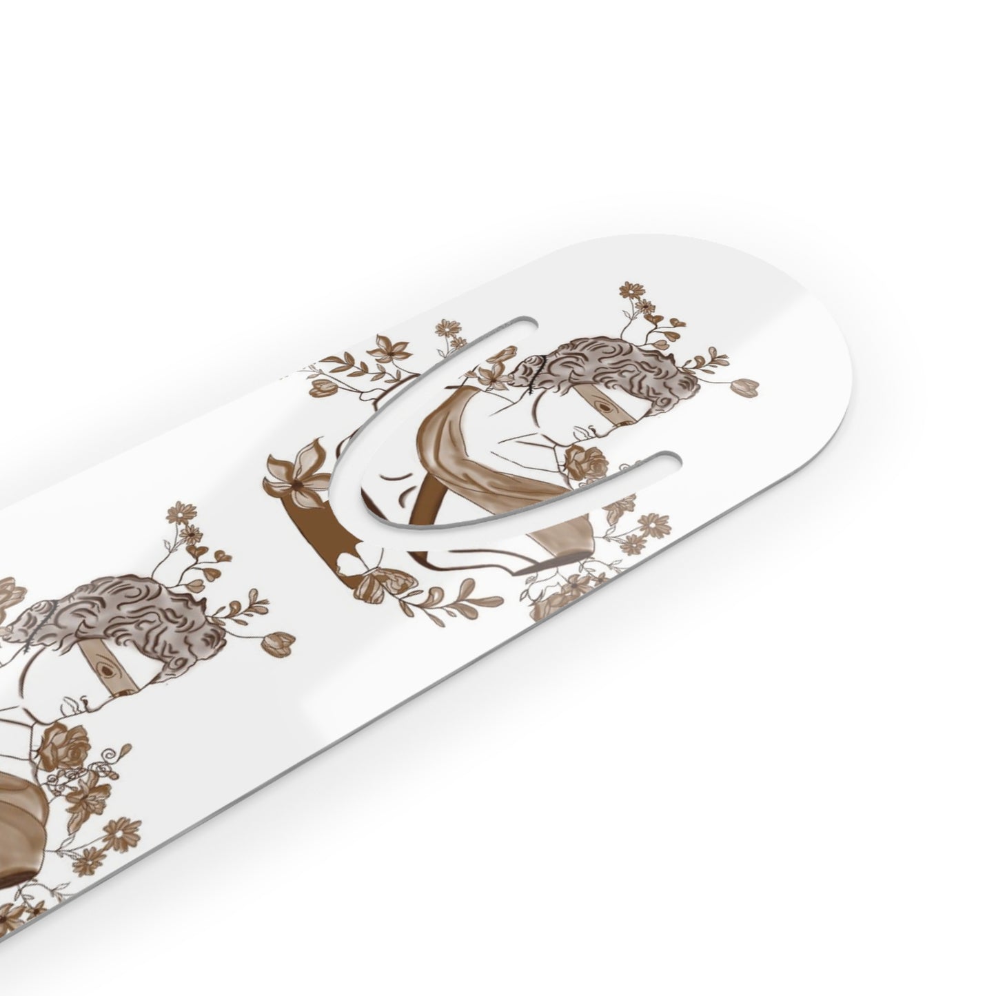 Floral Vintage Woman Bookmark — Elegant Bronze Illustration Metal Bookmark